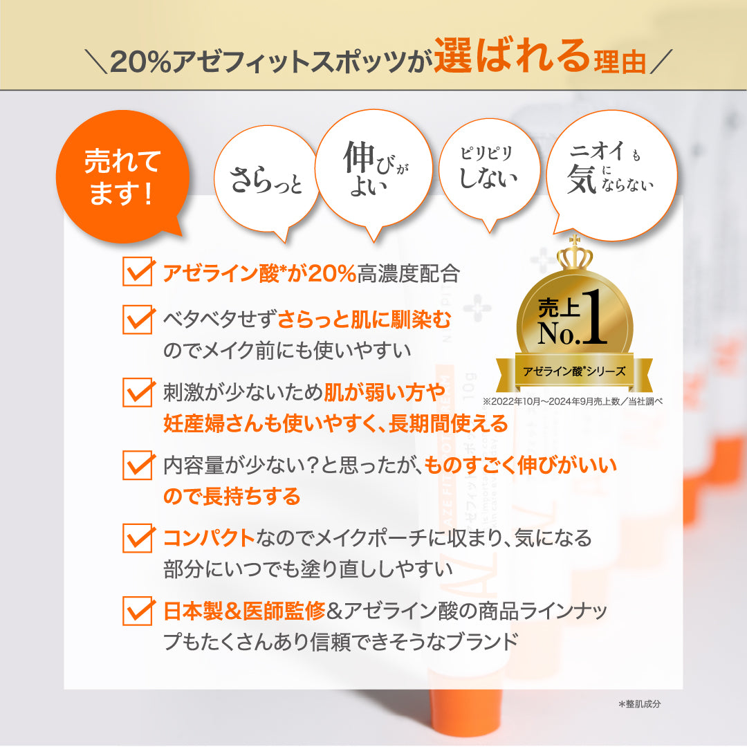 AZシリーズ 20%アゼフィットスポッツ アゼライン酸20%配合 クリーム スポット 集中ケア 毛穴 ニキピタ 送料無料