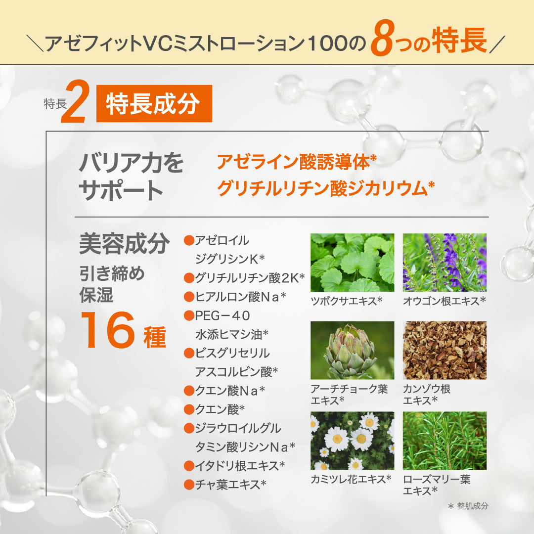 【20%OFF】AZシリーズ アゼフィットVCミストローション100 アゼライン酸高配合 化粧水 集中ケア 毛穴 背中 ニキピタ 送料無料