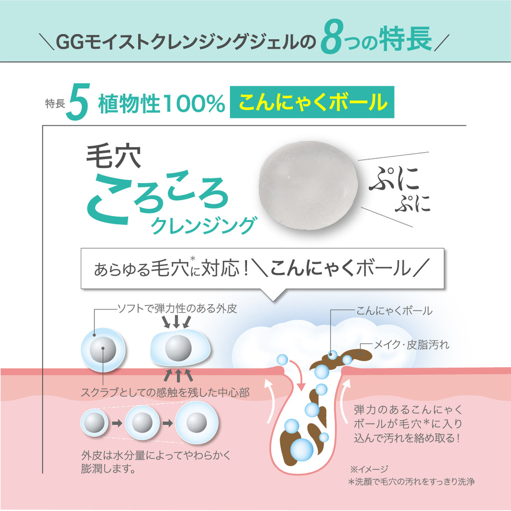 GGシリーズ　GGモイストクレンジングジェル グリシルグリシン高配合 アゼライン酸高配合 こんにゃく スクラブ 角質ケア ピーリング エイジング 毛穴 ニキピタ 送料無料