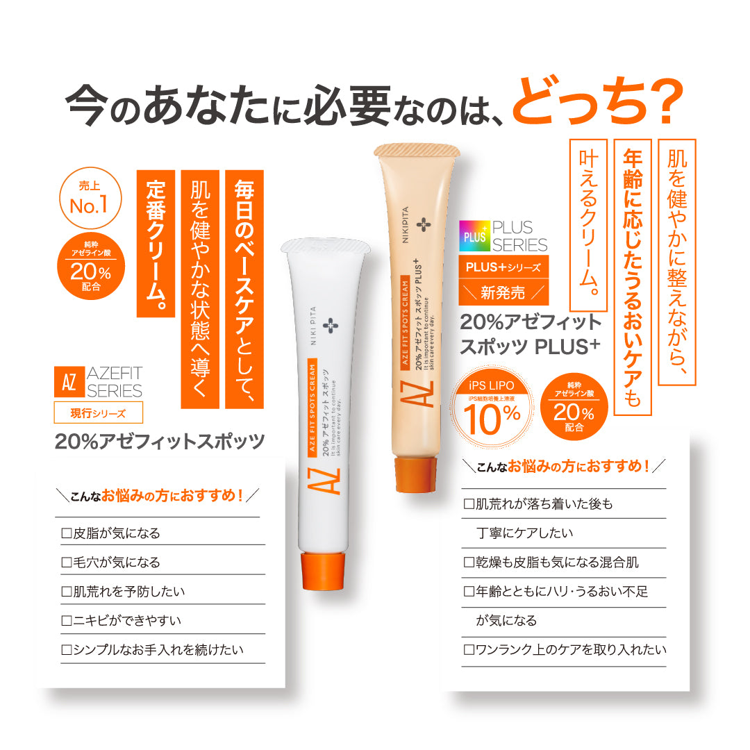 新発売記念20%OFF 送料無料　8/31から順次発送　NIKIPITA PLUS+シリーズ　20％アゼフィットスポッツ　PULS＋　アゼライン酸20%　iPS10%